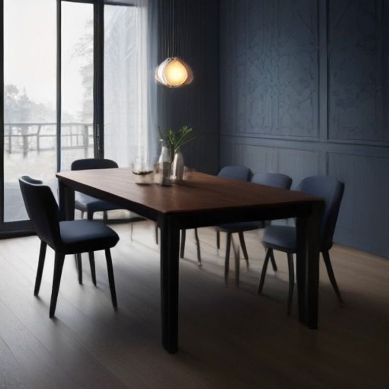 Blackened Deep Navy Scandinavian Dining Table