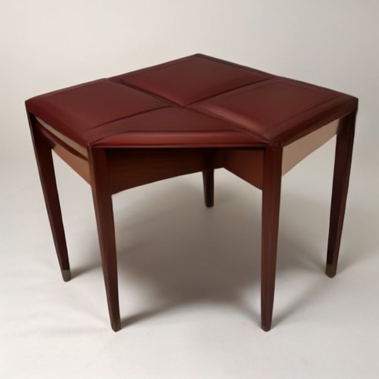 Burgundy Leather Japanese Side Table